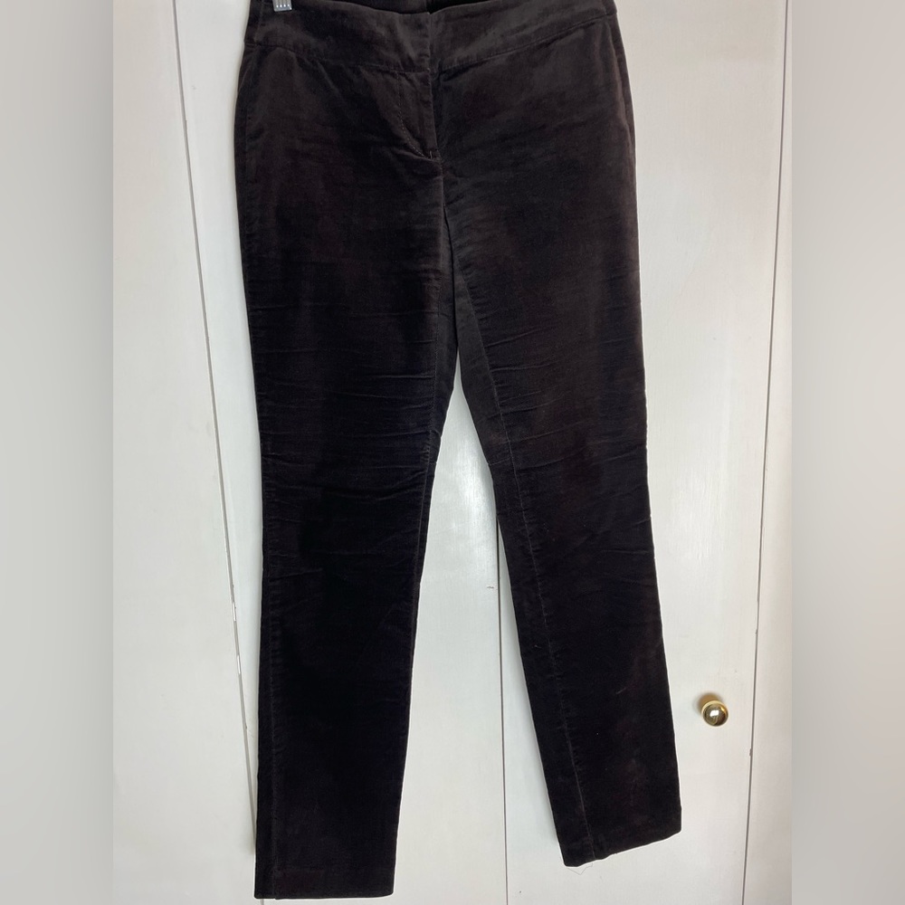 Ann Taylor brown or black velvet straight legged pant size 0P
